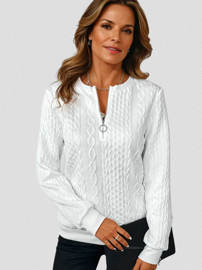 Thalienne | Pull zippé en tricot à torsades