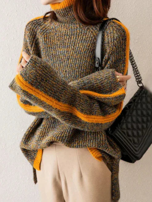 FERN | SWEATER COL ROLÉ À RAYURES CONFORTABLE