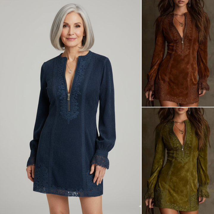 Jane | Robe en Suède Élegante à Lacets