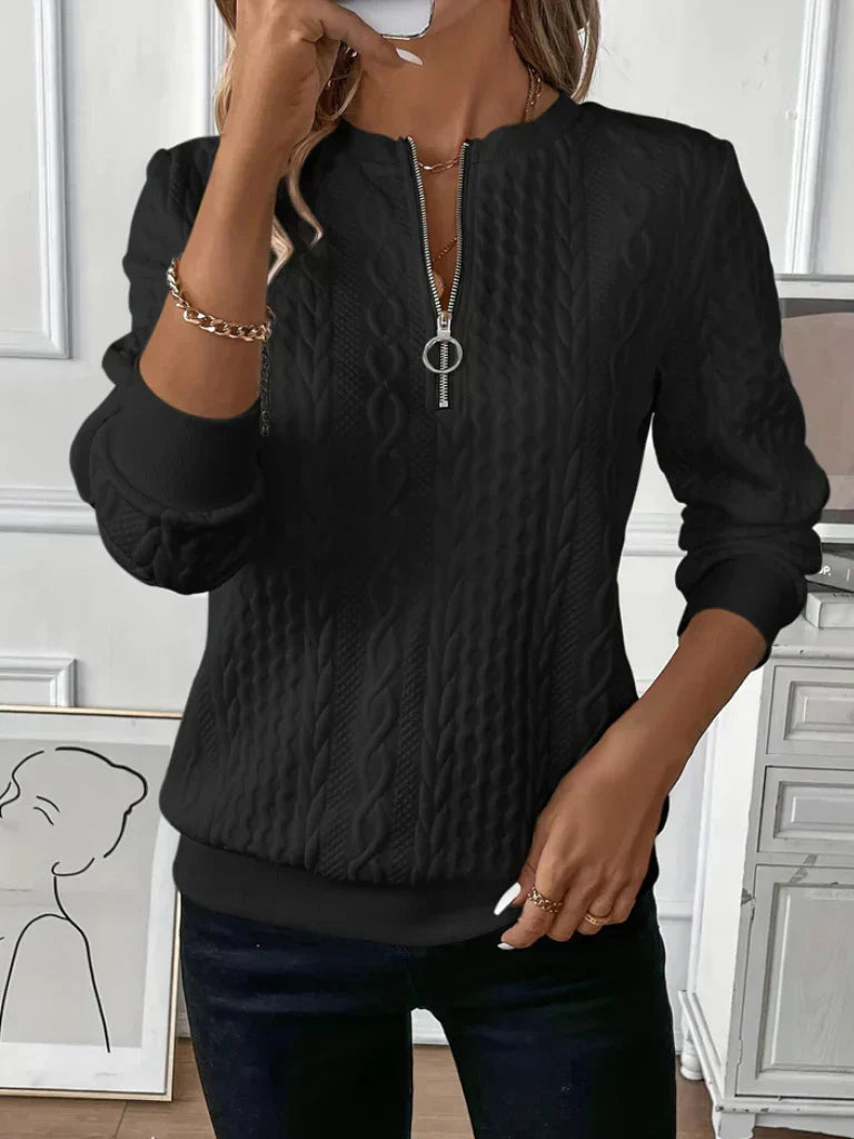 Thalienne | Pull zippé en tricot à torsades