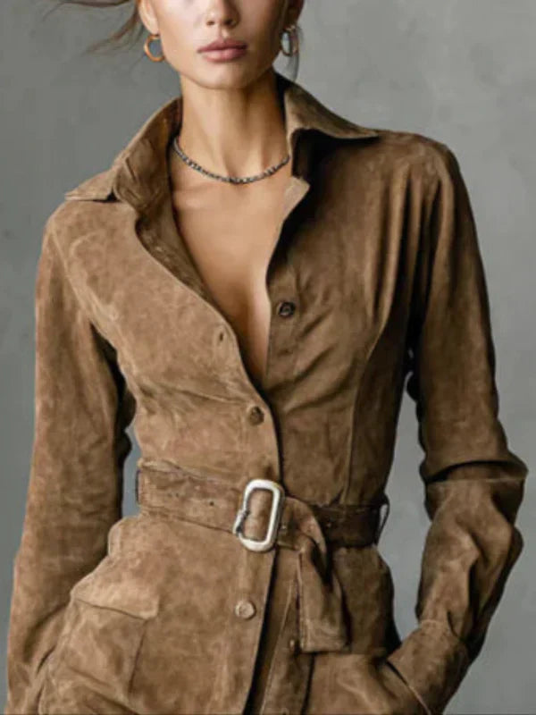 Julia | ROBE MANTEAU MIDI EN SUÉDINE