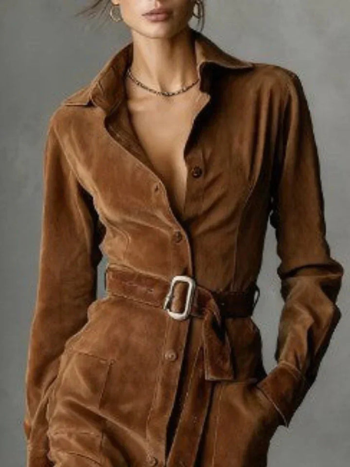 Selene | Robe Manteau Midi en Suède