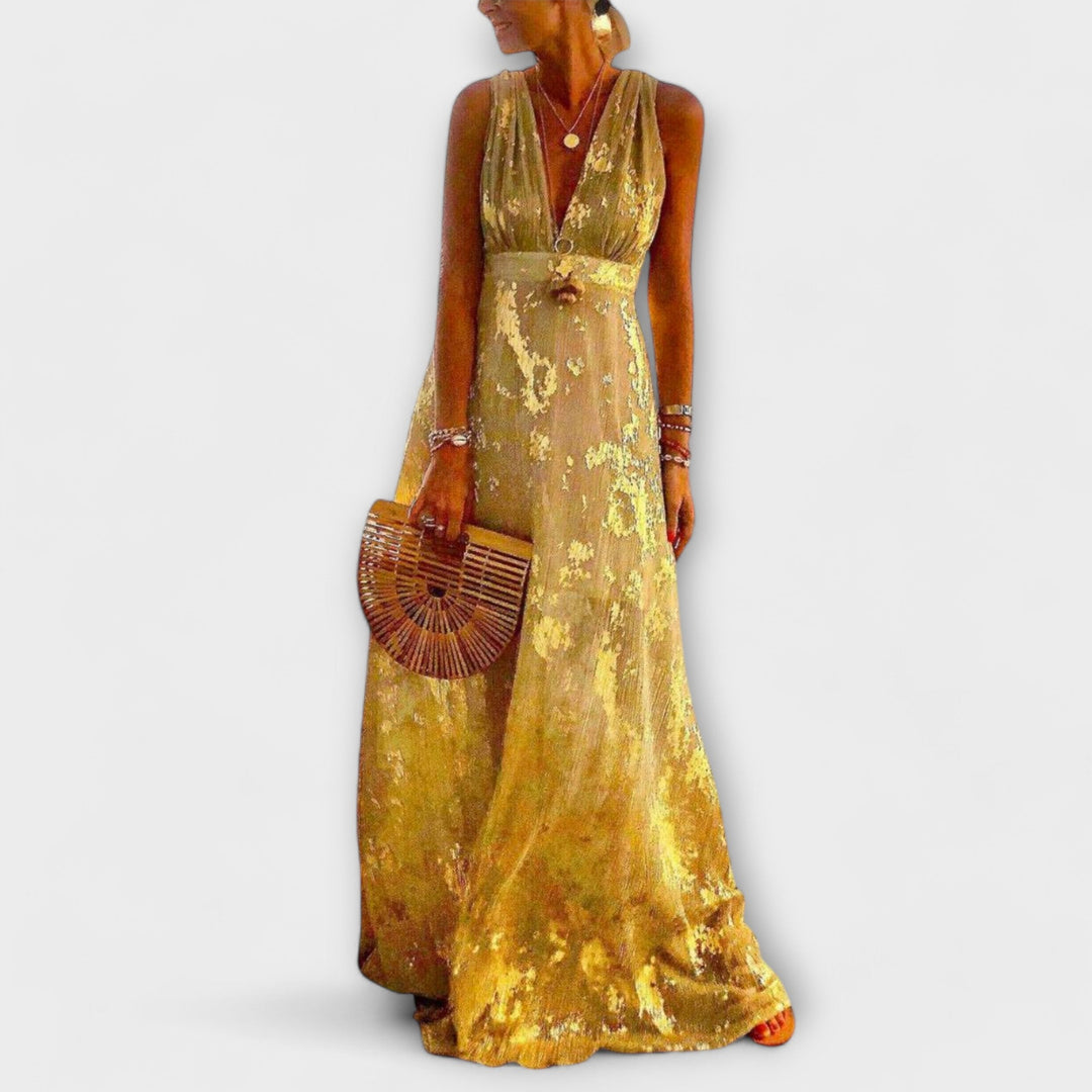 Robe fluide avec décolleté en V et détails en sequins