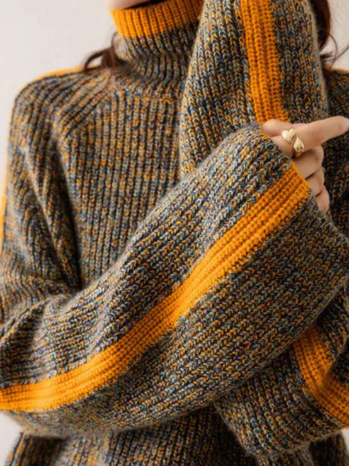 FERN | SWEATER COL ROLÉ À RAYURES CONFORTABLE