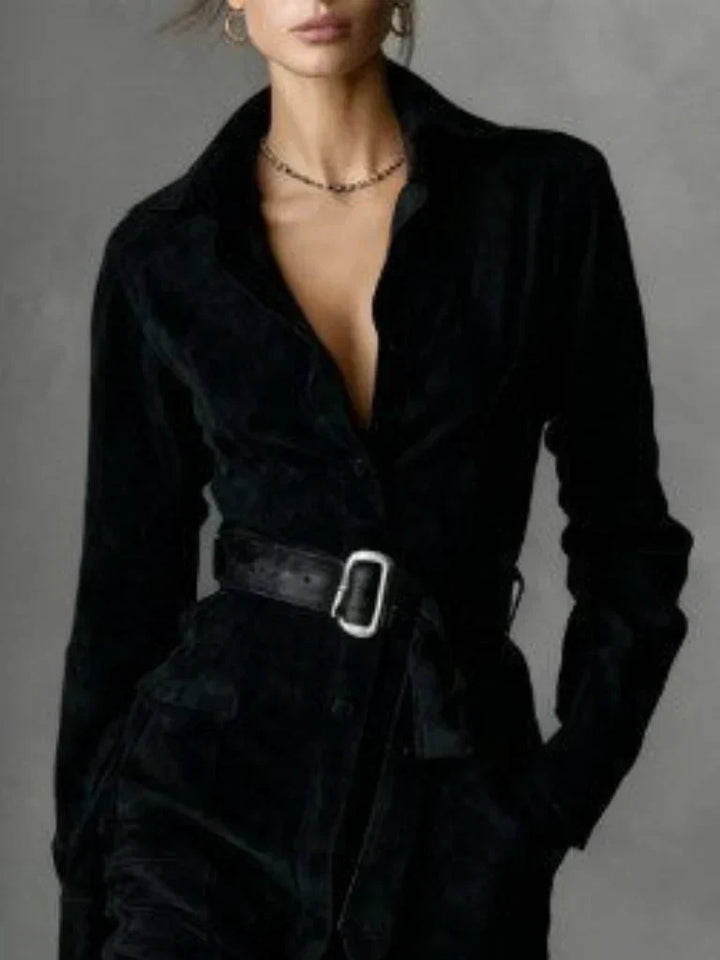 Selene | Robe Manteau Midi en Suède