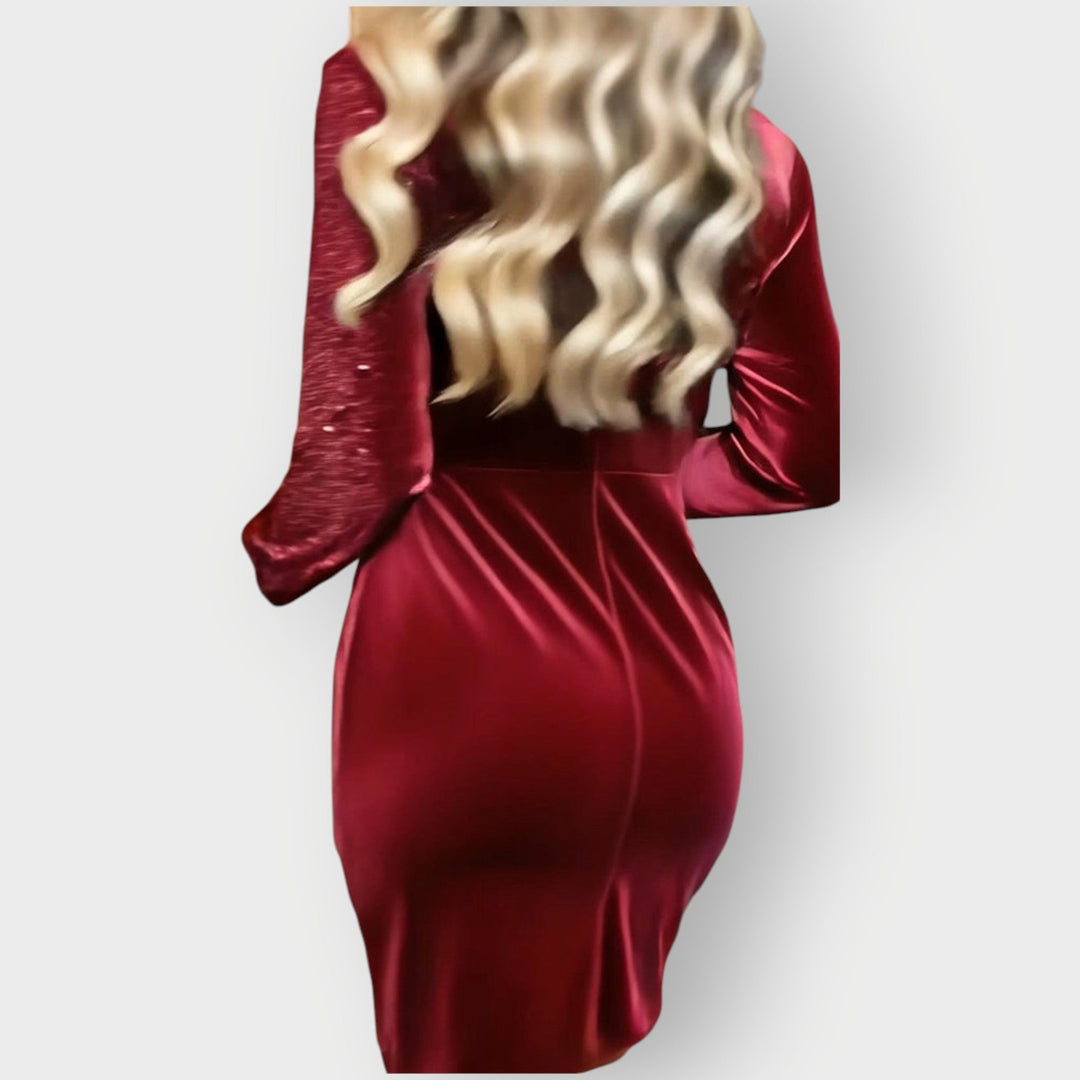 Emilia - Robe de soirée asymétrique en velours et sequins