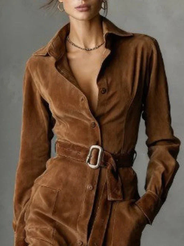 Julia | ROBE MANTEAU MIDI EN SUÉDINE