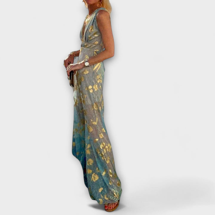 Robe fluide avec décolleté en V et détails en sequins