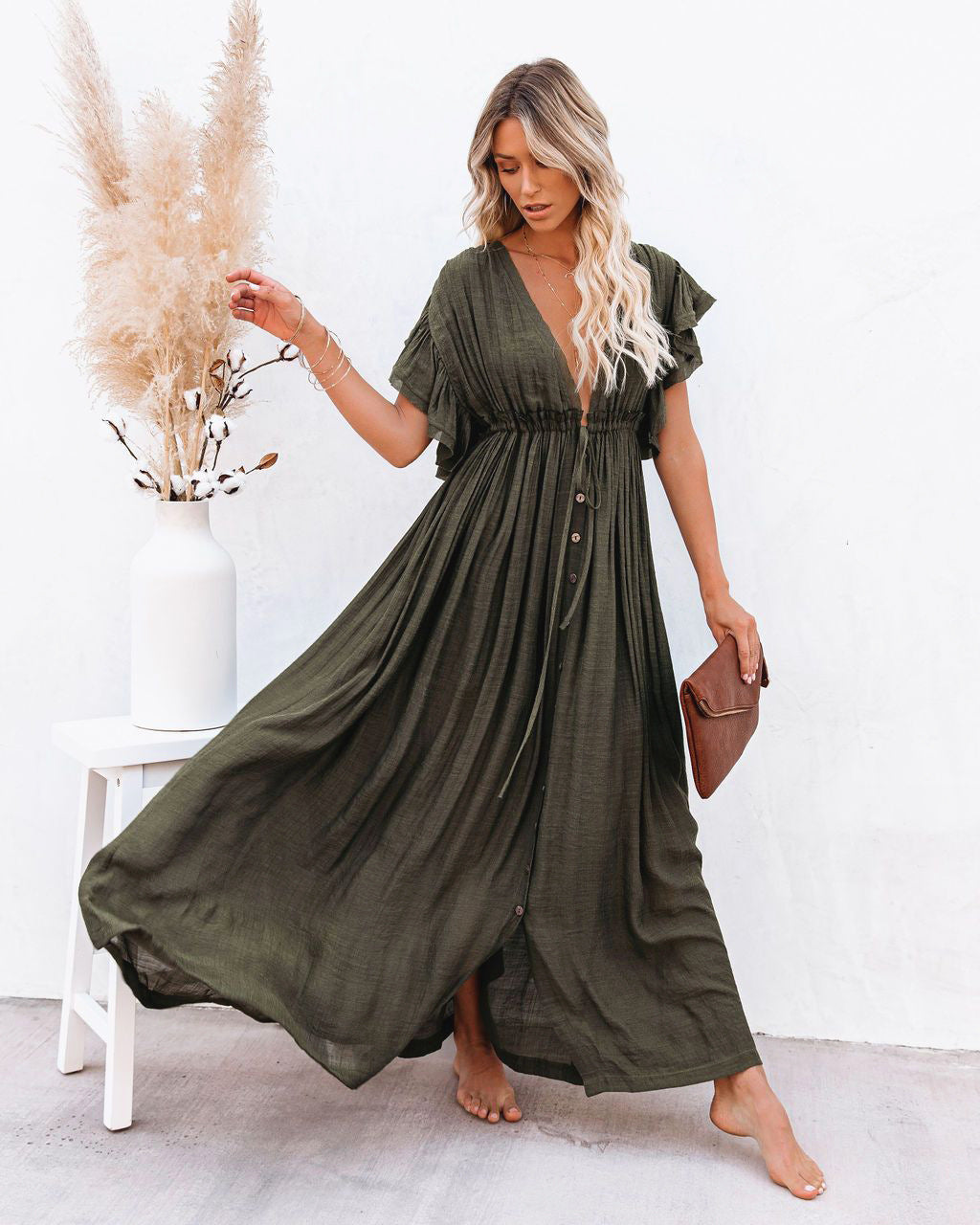 Audra | Robe de Plage Kimono V-Cou Boho