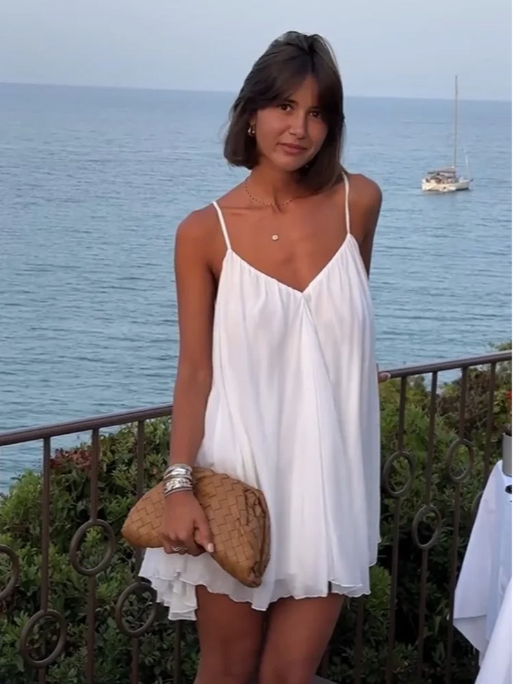 Olive | Robe de Plage Mini Plissée à Col V