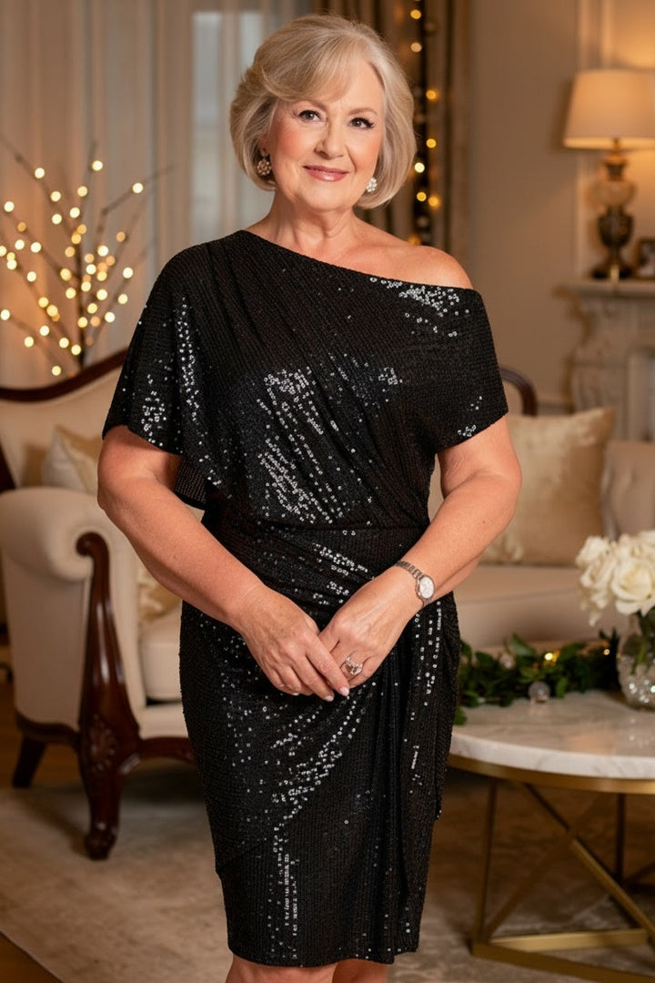 Frieda – Robe Élégante à Épaules Dégagées avec Paillettes