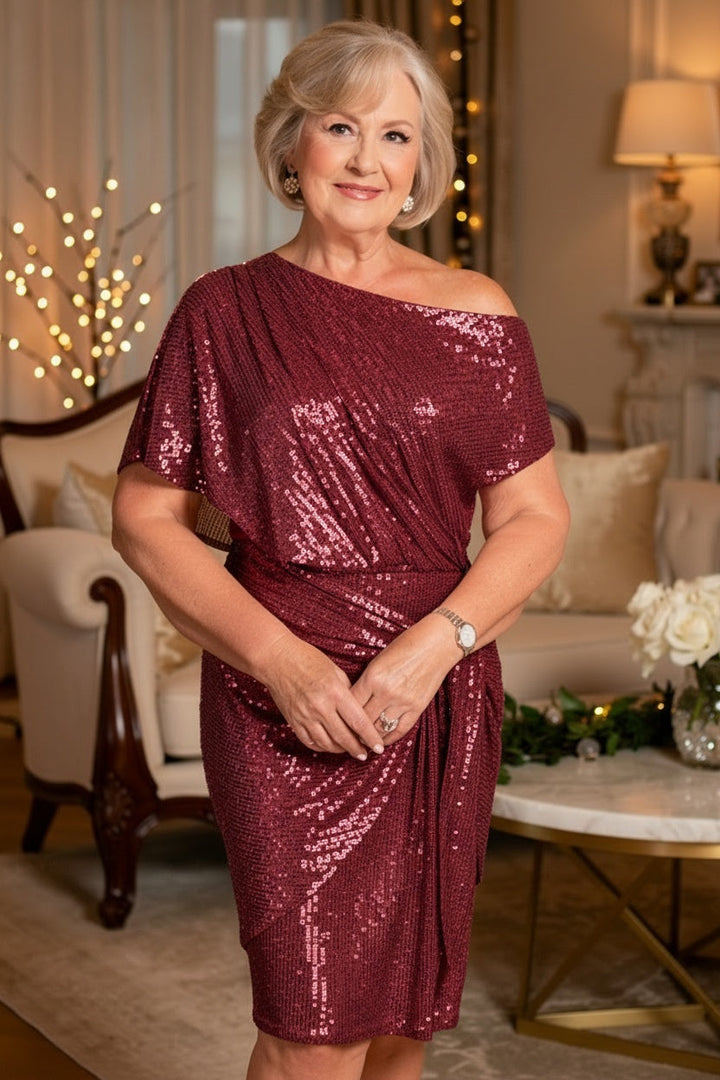 Frieda – Robe Élégante à Épaules Dégagées avec Paillettes