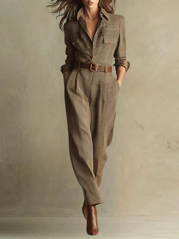 Corenne - Combinaison à Carreaux Élégante