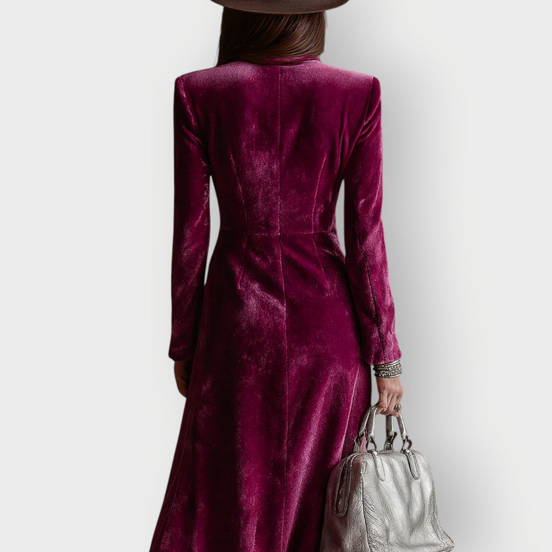 Vera - Robe Maxi en Velours Double Boutonnée de Luxe