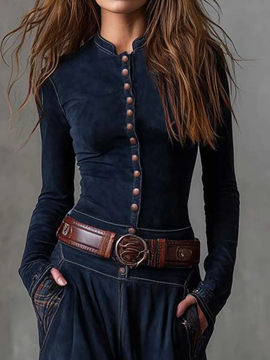 Azucena - Robe Maxi en Suède avec Ceinture