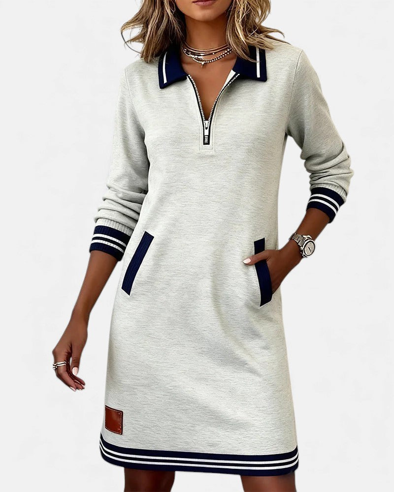 Jeanne | Robe Chic à Manches Longues en Coton