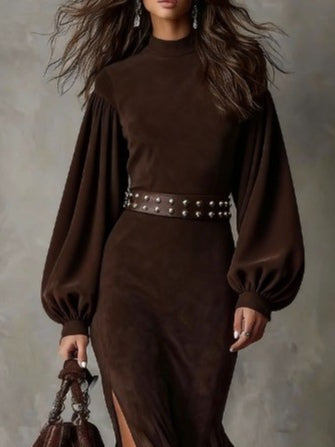 Harriet | Robe Midi à Manches Lanternes Vintage