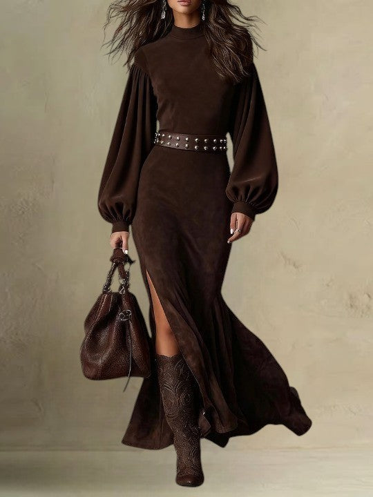 Harriet | Robe Midi à Manches Lanternes Vintage